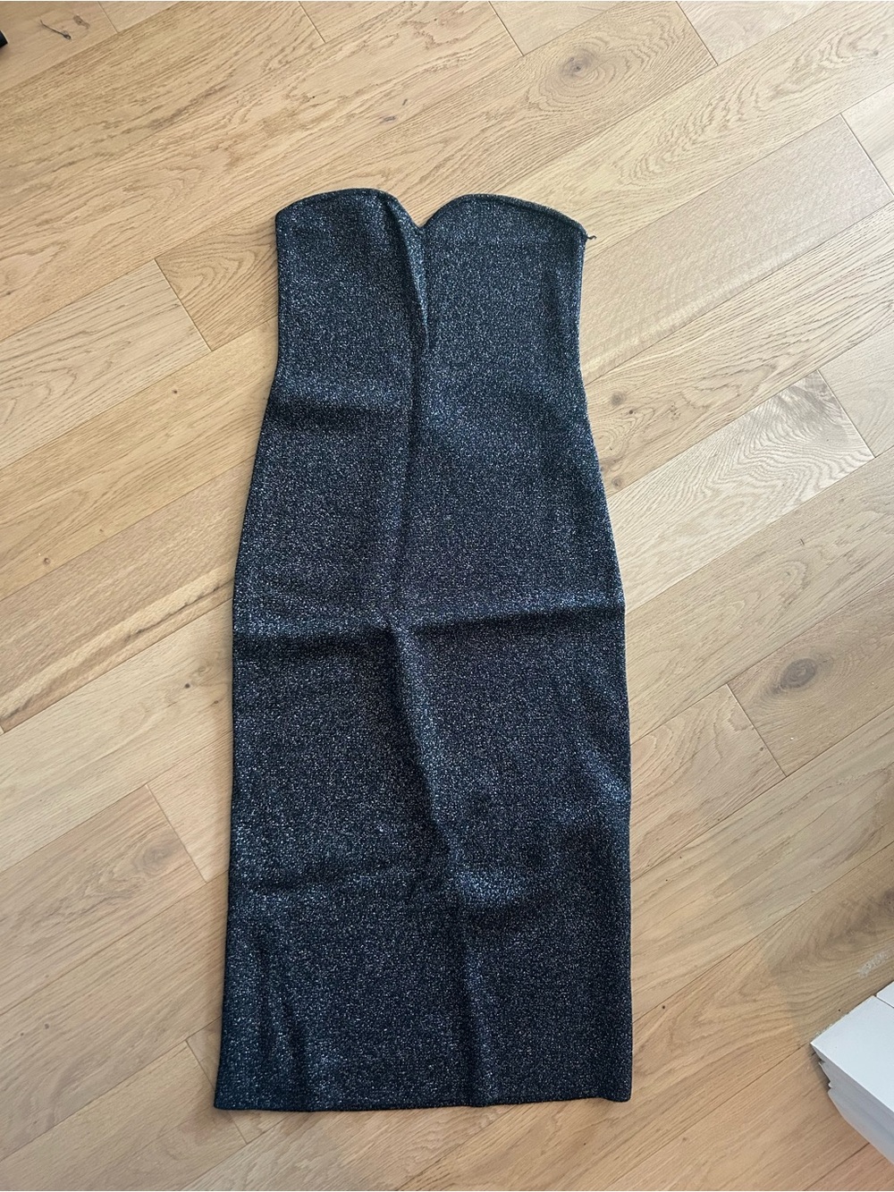 Abercrombie & Fitch Strapless Sparkle Bodycon Dress in Black